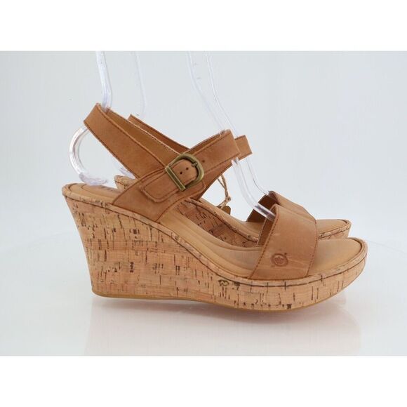 Born Lenore Platform Wedge Sandals Womens Size 11 M Brown Leather Buckle Shoes - Picture 2 of 11